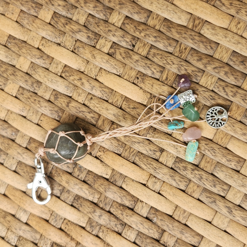 Labradorite Boho Crystal Keychain